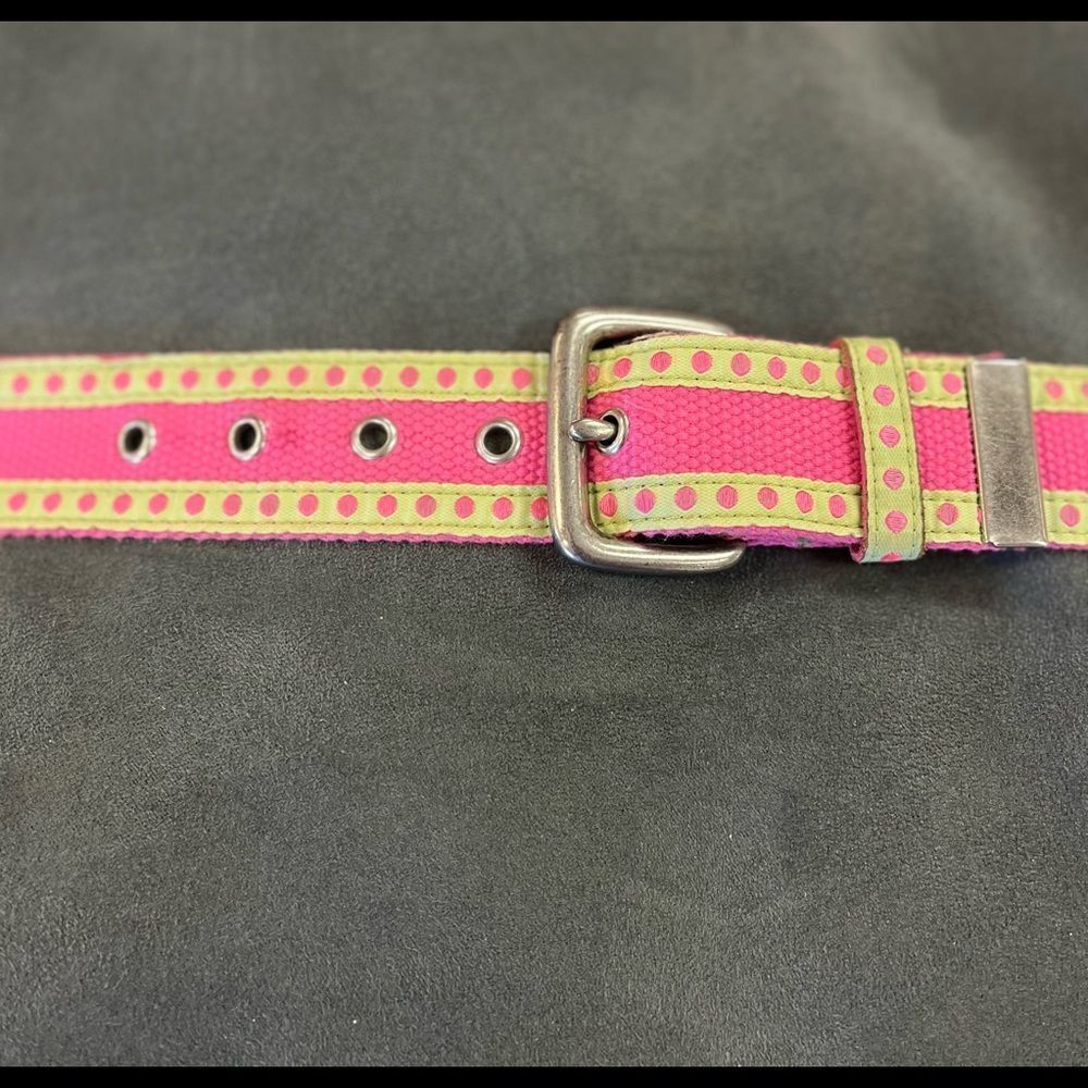 Preppy Pink & Green Canvas & Ribbon Belt sz M